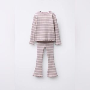 Zara Kids Pajama Set - Lavender and White Stripes